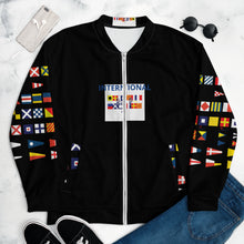 Load image into Gallery viewer, Unisex Blk Code Bomber Jacket