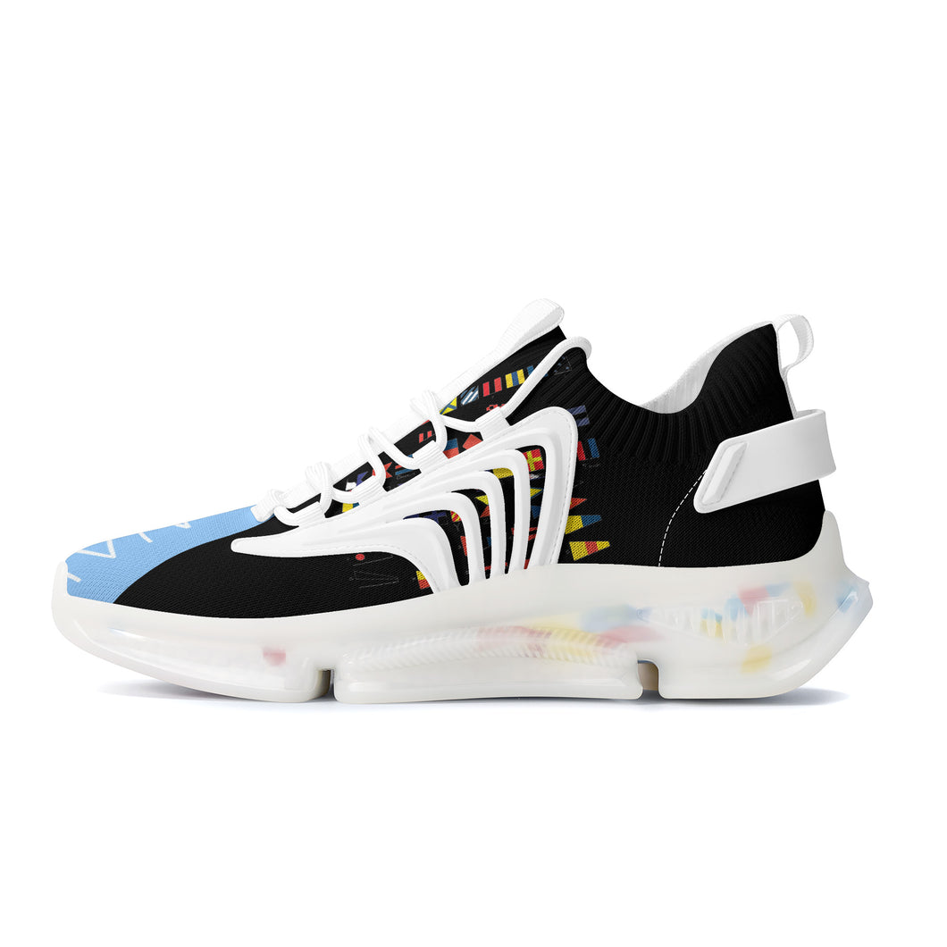 M, Aqua - White